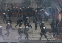 Επεισόδια και ανθρωποκυνηγητό αστυνομίας-οπαδών του Ολυμπιακού έξω από το Καραϊσκάκη! (pics)